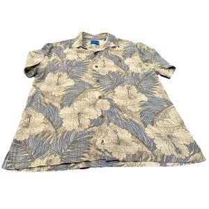 Tommy Bahama Shirt Hula Floral Hawaiian 100% Silk Button Up Size Large